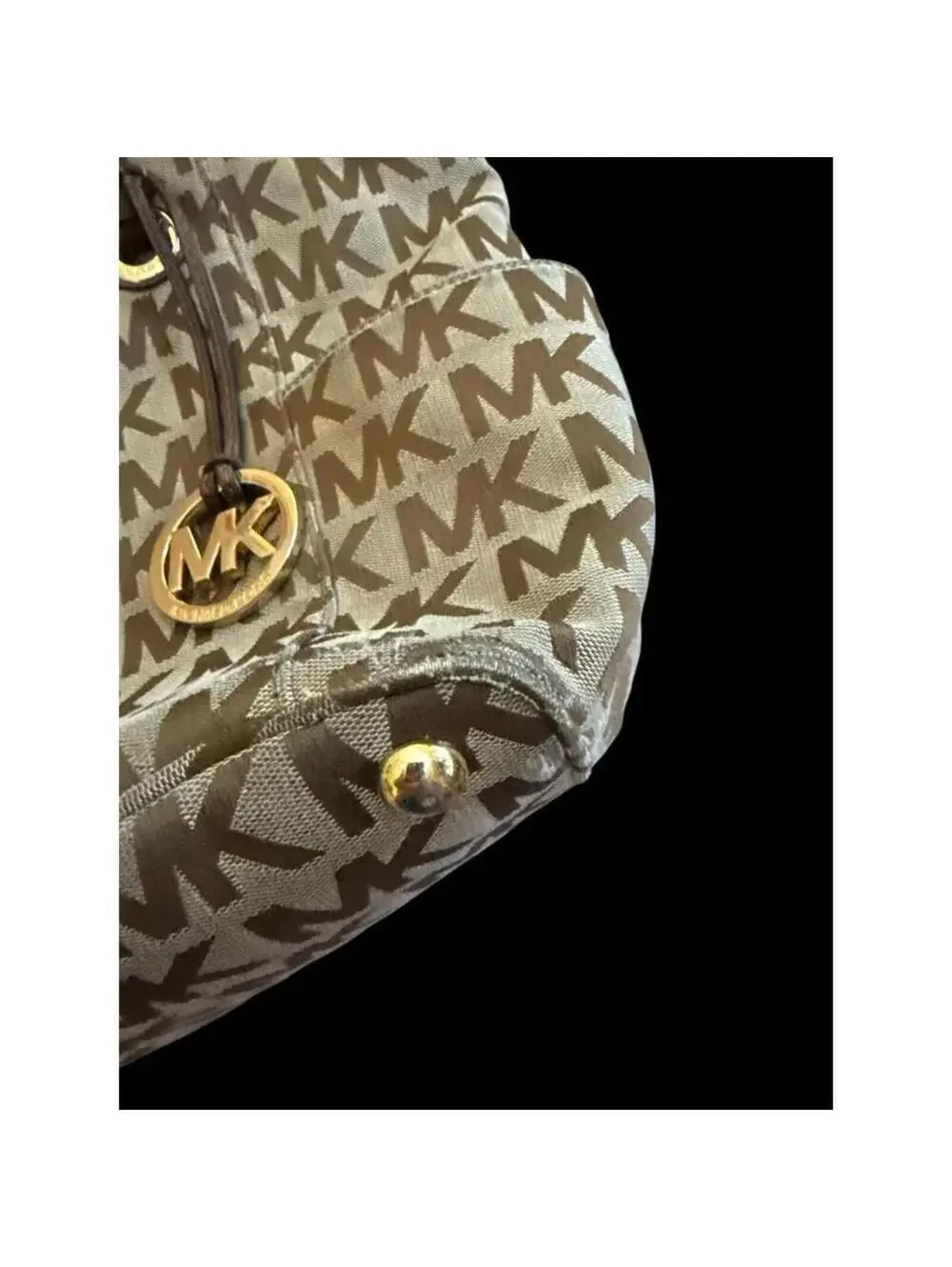Michael Kors Tote Bag Canvas East West Jacquard Classic Business Gold Fob